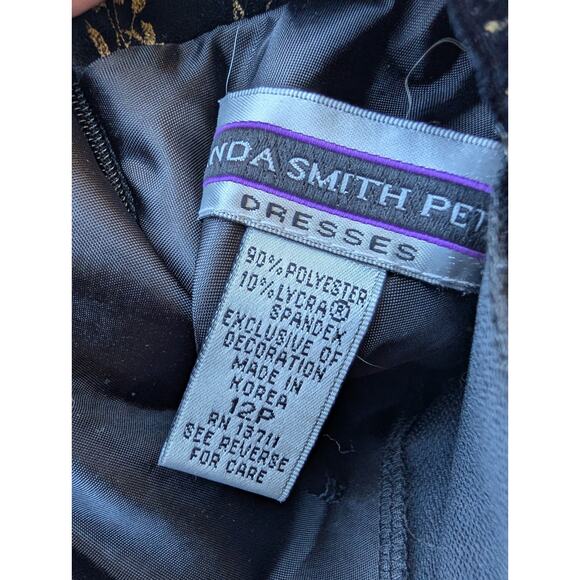 Amanda Smith Vintage 90s Black Velvet Cheongsam‎ Style Sheath Dress Sz 12P Midi - Picture 5 of 6